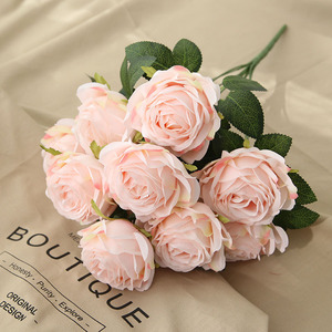 Decoración de boda Artificial, ramos de rosas de seda, <span class=keywords><strong>10</strong></span> cabezas, ramo de rosas, flores florales - Product Image 1