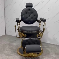 Chaise de coiffure et de rasage de style antique, base ronde extra large, mobilier de salon rétro, chaise de barbier hydraulique pour hommes