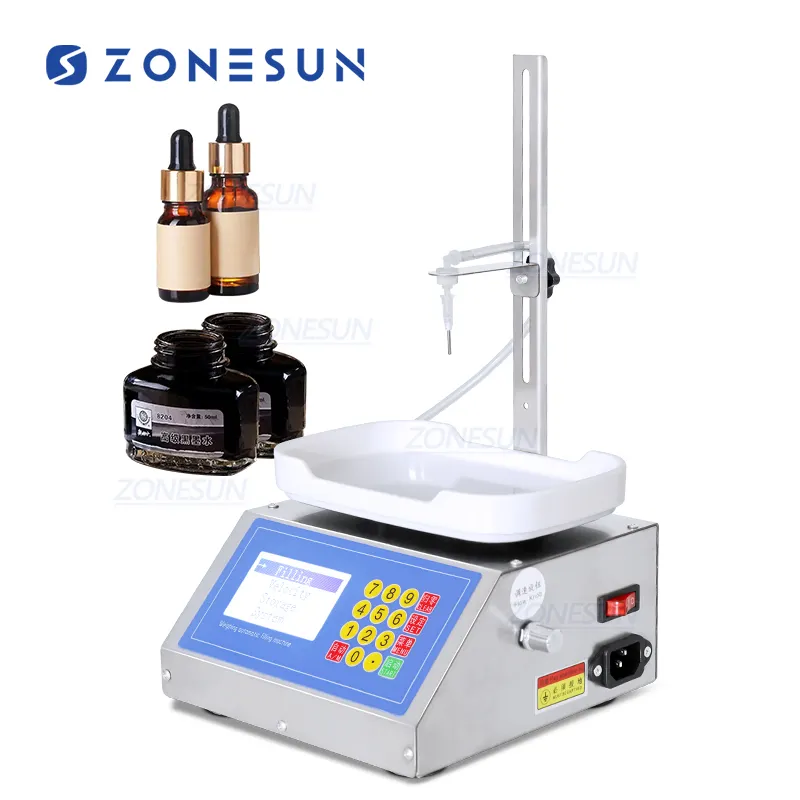 ZONESUN 0-50ミリリットルSmall Automatic CNC Liquid Filling Machine 110V-220V Perfume Weighing Filling Machine Oral Liquid Solution Filler