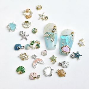 Autocollants de rivets pour nail art, motifs nœud croisé et perle, couleur unie, or, deux couleurs, formes variées - Product Image 1