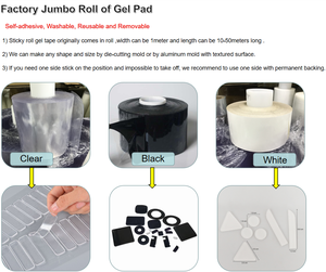 Almohadilla adhesiva de Gel, hoja antideslizante de silicona autoadhesiva de 1mm, hojas adhesivas de goma de silicona antideslizantes - Product Image 2