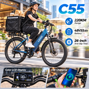 จักรยานไฟฟ้า Chamrider 48V 55Ah มอเตอร์ 750W ยางขนาด 26x3.0 นิ้ว แรงบิด 80 นิวตันเมตร เบรกดิสก์ไฮดรอลิก 203 มม. จักรยานส่งของ C55 - Product Image 1