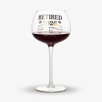 Copa de Vino Tinto de Cristal Transparente con Tallo Largo, Divertida y Original, Personalizada con Impresión, para Regalo de Cumpleaños o Jubilación