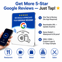 Carte NFC Google Review en acrylique de 12 cm, 13,56 MHz, support de lecture QR, OEM ODM personnalisé