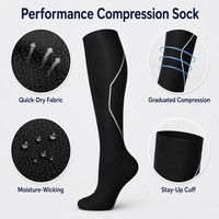 Chaussettes de sport à compression mi-hautes personnalisées avec logo OEM, vente en gros, séchage rapide, pour la gym, le fitness, la course à pied, le basketball