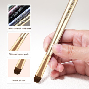 Pinceau à ongles en gel ovale avec manche métallique violet, rose et noir, en nylon épais, pour manucure française, outil de nail art professionnel - Product Image 4