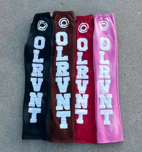 <span class=keywords><strong>Pantaloni</strong></span> da <span class=keywords><strong>uomo</strong></span> personalizzati a vita media in cotone lavato con acido <span class=keywords><strong>pantaloni</strong></span> della tuta a svasato con decorazione a toppa sbiadita da sole <span class=keywords><strong>pantaloni</strong></span> Casual in difficoltà - Product Image 1