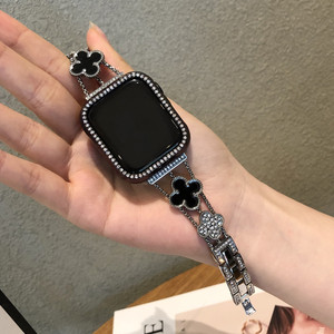 Correa de Reloj de Metal con Trébol de Cuatro Hojas y Diamantes para Reloj Inteligente Se 8 9 <span class=keywords><strong>IWatch</strong></span> <span class=keywords><strong>Ultra</strong></span> 38 42 44 45mm - Product Image 2