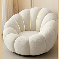 Cozy 360 °   Fauteuil inclinable pivotant en forme de citrouille avec revêtement en polaire Teddy, fauteuil d'appoint confortable avec repose-pieds en option
