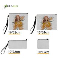 Bolsa de cosméticos de lino Prosub para sublimación, en blanco, con cremallera y correa de muñeca, para recuerdos de despedida de soltera y viajes DIY