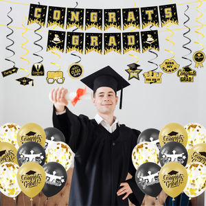 Set a spirale in stile moderno per la stagione della laurea di vendita calda cappello di dottorato palloncino e torta alzabandiera forniture per decorazioni per feste - Product Image 2