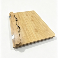 Grand support de livre de recettes en bambou, support de livre pliable réglable avec pinces de maintien des pages, support de livre de recettes à 4 positions pour la cuisine et le bureau
