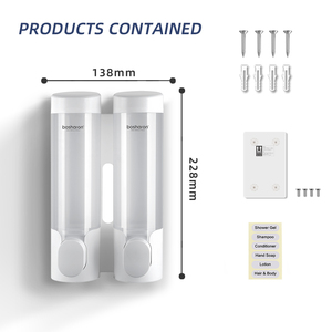 Dispenser Manuale a Pressione <span class=keywords><strong>per</strong></span> Sapone Liquido 320ml*2 Montaggio a Parete in Plastica Resistente <span class=keywords><strong>per</strong></span> <span class=keywords><strong>Doccia</strong></span> e Shampoo - Product Image 3