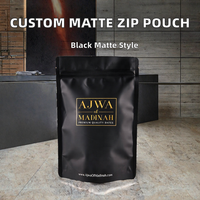 Sachet Doypack Mylar Noir Mat à Fermeture Zip avec Estampage à Chaud, Personnalisable avec Logo, pour Emballage Alimentaire
