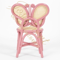 Chaise en rotin pour enfants Butterfly Back Cadre rose avec siège tissé naturel