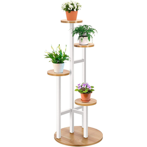 Support de fleurs rond en bois bon marché à 5 couches, grand support de fleurs, étagère de plantes, support de pot de fleurs, présentoir - Product Image 1