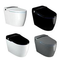 WC intelligent électrique moderne allongé avec télécommande, siège de bidet intelligent automatique noir, chauffage, siphon en S, céramique