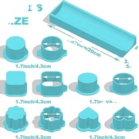 Ensemble de 6 moules à gâteau vert menthe en PLA, kit de moules de cuisson, formes de fleurs, de cœurs, carrées et de beignets pour la décoration de gâteaux