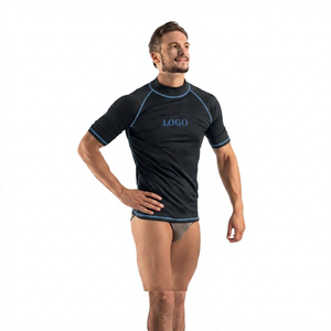 Men's <b>Black</b> Long Sleeve MMA Rash Guard with Teal Trim Quick Dry <b>Compression</b> <b>Shirt</b> Front Logo Print Spandex/Nylon UPF50 - Product Image 2