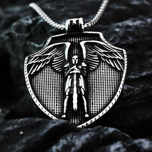 Collar de Acero Inoxidable con Colgante de Escudo, Diseño de San Miguel Arcángel, Joyería de Moda para Hombre, Regalo para Combinar con Ropa - Product Image 4
