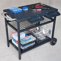 Carrito de Servicio Móvil para Exteriores, Carrito de Acero al Carbono para Asar, Carrito Industrial para Camping con 2 Ruedas y Capacidad de Carga de 320 Libras