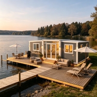 Maison conteneur préfabriquée de 20 pieds, deux chambres, maison modulaire à panneaux sandwich, système d'énergie solaire pour villa ou atelier