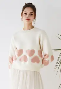 Женский трикотажный пуловер с круглым вырезом