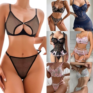 x rated sexy lingerie Gulinala Lingerie Skirt for Women Sexy Mini Skirt Set Sheer Babydoll  Lingerie Dress Mesh Bralette Bra and Panty (Black XSmall) main image 0