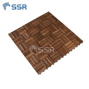 High Quality Brown 12 Slat Acacia Wood <b>Decking</b> Tiles Outdoor Interlocking Floor Tiles Anti-Slip for Balcony - Product Image 3