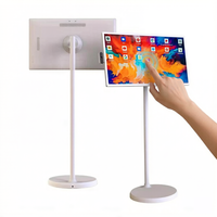 Televisor de Baño Blanco de 32 Pulgadas Más Vendido con Bolsa de Transporte y Soporte, Pantalla Táctil Inteligente Portátil, Android 13, Altavoz Integrado