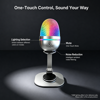 Microphone de bureau professionnel RVB coloré avec support pour karaoké, jeux, chat vocal et diffusion en direct