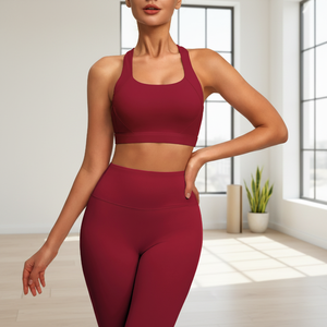 ชุดโยคะสีพื้นเนื้อผ้าระบายอากาศกระชับรูปร่าง ป้องกันการกระแทก ยกกระชับสะโพก เหมาะสำหรับพิลาทิส วิ่งออกกำลังกาย สำหรับผู้หญิง ดีไซน์รัดเอว - Product Image 2