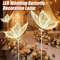 LANJO 1M Support de toile de fond pour événements, mariage, avec éclairage LED papillon en acier inoxydable, romantique, moderne et élégant