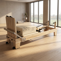 Equipo de Gimnasio de Alta Calidad y Duradero, Reformer de Pilates de Madera de Roble, Máquina Clásica Económica, Color y Logotipo Personalizables