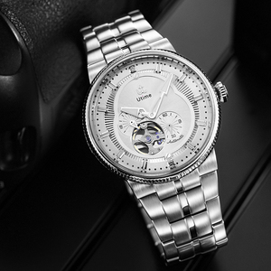 Montre-bracelet mécanique de luxe pour homme avec tourbillon, boîtier en acier inoxydable, fond squelette, automatique - Product Image 1