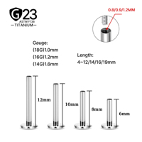 Perhiasan tindik anting-anting JIAXIN ASTM F136 G23 Titanium 18G 16G Basic Flat Base Internally Threaded Rod Post Labret Helix Rook