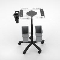 Chariot de Salon en Acrylique Transparent avec 2 Bacs de Rangement, Chariot à Roulettes Réglable en Hauteur pour Salon de Coiffure, Spa et Barbier
