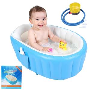 Bañera Inflable de PVC para Bebés, Plegable y Portátil, con Válvula de Seguridad y Bomba, para Recién Nacidos de 0 a 6 Meses - Product Image 1