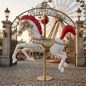 Scultura Professionale Standard di <span class=keywords><strong>Cavallo</strong></span> da Giostra in Fibra di Vetro, <span class=keywords><strong>Cavallo</strong></span> a Grandezza Naturale di Lusso per Decorazioni Natalizie nei Centri Commerciali - Product Image 4