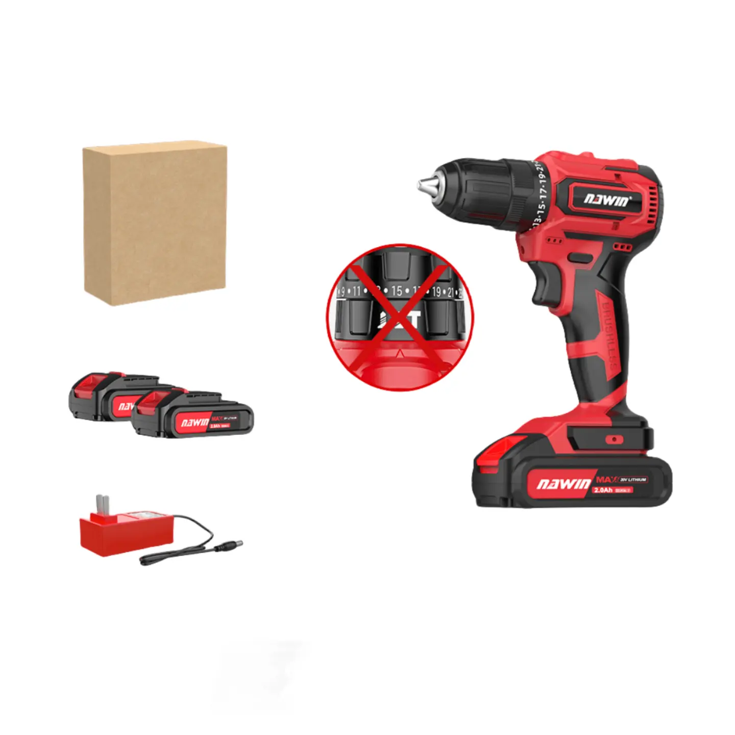 Nanwei brushless motor adjustable cordless impact drill wood drilling machine power tool