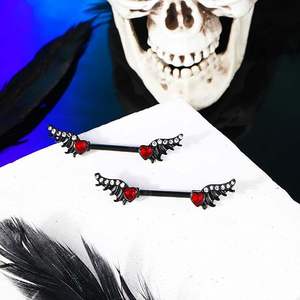Gaby 14G cráneo gótico personalizado <span class=keywords><strong>pezon</strong></span> oro pezón <span class=keywords><strong>Piercing</strong></span> Anillos rojo sexy pecho accesorios joyería - Product Image 6