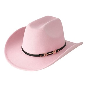 Western Wool Cowboy Hat Women's Top Hat Black M56-58cm Leather Belt Metal Buckle Party Hat - Product Image 4