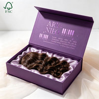 Boîte d'emballage rigide en carton magnétique sur mesure de luxe pour perruques, extensions de cheveux et rangement de mèches, avec doublure en satin