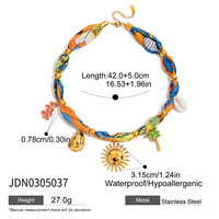 Ilona mode bijoux collier pour femmes écharpe Bandana collier avec breloques coloré soie tour de cou pendentif colliers