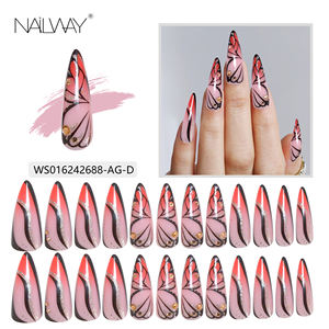 Longue durée 24 pièces ABS <span class=keywords><strong>Super</strong></span> <span class=keywords><strong>long</strong></span> Stiletto papillon conception dureté presse sur <span class=keywords><strong>faux</strong></span> ongles coller sur les ongles avec diamant - Product Image 5