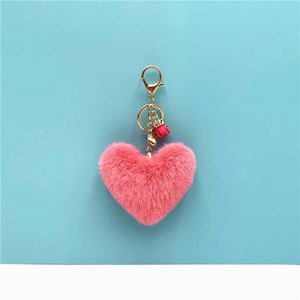 Gros pêche coeur pompons porte-clés gland mignon sac breloques pendentif amant cadeau coeur breloques porte-clés peluche pompons porte-clés - Product Image 2