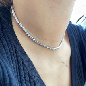 Dylam Sterling <b>Silver</b> 925 Luxury Women Ladies Sparking Blue 2mm 3mm 4mm Cubic Zirconia Tennis Chain Wedding <b>Choker</b> Necklace - Product Image 4