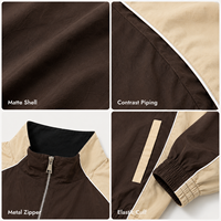 Vestes de survêtement de fabricant de streetwear haut de gamme, coupe-vent léger rétro à manches raglan, fermeture éclair intégrale, colorblock, imprimé sportif