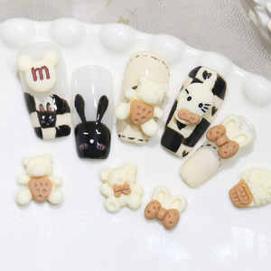 100 pièces/sac dessin animé dos plat résine Nail Art breloques mignon nœud papillon <span class=keywords><strong>Mickey</strong></span> ours crème glacée ongles strass - Product Image 5