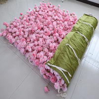 Mur de fleurs décoratif de luxe 8ft x 8ft, mur de fleurs 3D enroulable en soie, roses artificielles roses pour mariage